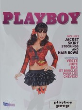 Playboy Cosplay Women’s Costume 4-Pc Set Plaid Jacket Ruffled Skirt Stockings M picture
