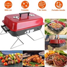 Folding Portable BBQ Charcoal Grill Compact Tabletop Mini Smoker Small Outdoor picture