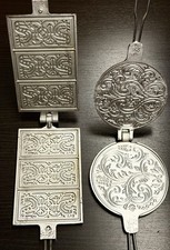 Vintage Høyang Aluminum Krumkake and Pizelle Mold Set Fantastic Condition picture