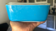 🩵 Vintage Pyrex 0502 Blue Refrigerator Dish with Glass Lid picture