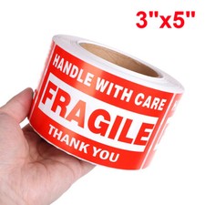 500 Fragile Stickers 3x5 Handle with Care Thank You Shipping Warn Labels 1 Roll picture