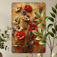 Vintage Floral Metal Wall Art Metal Sign Garden Plaque Wall Decor Gift 8