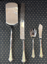 4 Lenox Stainless Holiday Holly Berry Gold Trim Cream Assorted Servers picture