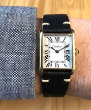 VINTAGE 1975 CARTIER TANK PRE-MUST 23MM GENTS 18K GOLD PLATED HAND-WIND picture