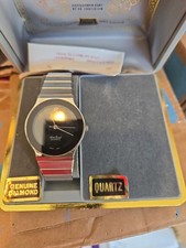 Vintage Lucien Piccard Dufonte Watch Women Black Dial Silver Metal Band - USED picture
