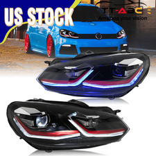 2x LED Headlights For 2010-2014 VW Golf 6 MK6 Projector Front Lamps Sequential picture