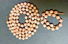 Angel Skin Vtg Set 1960s 14k Gold Clasp/Beads Natural Coral Necklace/Bracelet picture