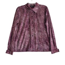 VTG Velvet Burnout Top Womens 10 Black Plum Witchy Whimsigoth Carole Little picture