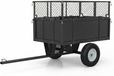 17Cu.ft Steel ATV Dump Cart Trailer 750lb Capacity Tow Behind Lawn Tractor Wagon picture