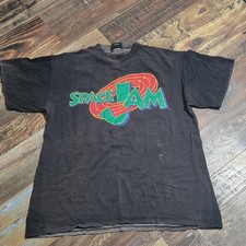 Vintage 1996 Space Jam T Shirt Faded Black Get Ready To Jam Warner Bros XL picture
