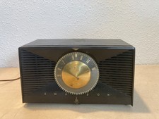 1955 Emerson 541 AM  Atomic Jetsons Bakelite BLACK Tube AM Radio WORKING picture