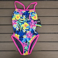 TYR Women's Amazonia Black/Pink Hydra Span Reversible Diamondfit Swim Sz S New picture