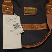 Steve Madden Global Collection Weekender Duffel Bag Black Brown Travel Tote NWT picture