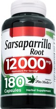 Sarsaparilla Root 12000mg 180 Caps Smilax Officinalis Herbal Supplement Non-GMO picture
