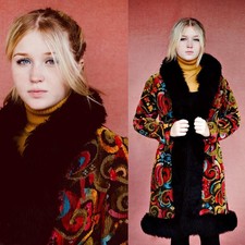 Jill Jr. Tapestry Chenille Coat Size S-XS ~ HTF 1960s Mod Tapestry Swing Coat picture