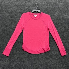 Athleta Shirt Womens XXS 2XS Pink Long Sleeve Raglan Pullover Top Ribbed Cuffs picture