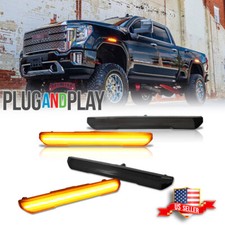 4x Smoked Front&Rear Amber LED Side Marker Lights For 20-24 GMC Sierra 2500 3500 picture