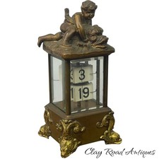 Rare 1893 Lenzkirch Pallweber First Digital Flip Clock Bronze Figural Working picture