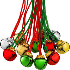 60 Christmas Bell Necklaces,Red, Green, Gold and Silver picture