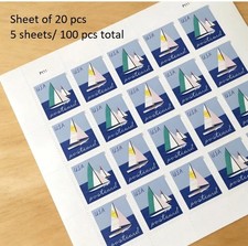 2023 USPS Postcard Sailboats Stamps Scott # 5747-5748 (MNH)- 100 pcs total picture