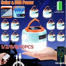 1-10PCS Solar Rechargeable LED Camping Lantern Flashlight Lamp USB Power Bank picture