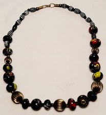 Vtg Murano Style Millefiori Glass Graduated Bead Necklace  Colorful  23” picture