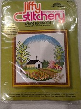 Vtg 1981 Jiffy Stitchery Spring Blossoms Cross Stitch Kit Cottagecore - 1331 picture