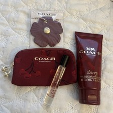 WOMEN'S COACH CHERRY Travel Spray7.5ml  +coin Pouch +BODY LOTION 100 ML +CHARM picture