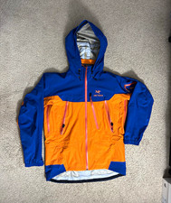 2006 Arc'teryx X Beams Men's M GORE-TEX Hooded Full Zip Rain Jacket Blue/Orange picture