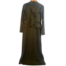 VTG Lennie for Nina Leonard Sweater Dress Mock Neck Foliage Long Size MD picture