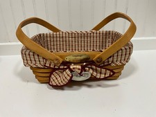 Longaberger Homestead 2000 Red Woven Memories Basket+Protector+Fabric Liner picture
