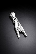 Mano Cornuto Charm, Horn Hand Pendant, Rock N Roll Hand Necklace Stainless Steel picture
