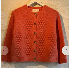 THE GREAT. Pink Alpaca Diamond Bobble-Knit Cardigan Sweater Sz 1 $412 picture