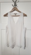 Banana Republic Womens L Sleeveless Blouse White Layered V-Neck Resort Tourist  picture