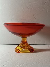 Vintage Amberina Viking Glass Footed Bowl picture