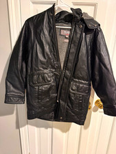 Vintage Wilsons Leather Kids XL Black Parka Jacket Thinsulate Hooded Coat Y2K picture