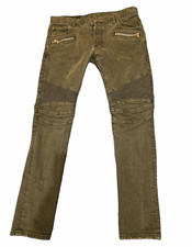 Balmain Men’s Slim Fit Cotton Denim Biker Jeans Logo Zipper 5-Pocket Big & Tall picture