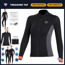 3mm Neoprene Wetsuit Jacket Top for Men & Women, Front Zip, Long Sleeve, Surfing picture