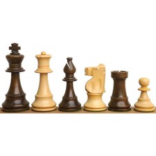 Improved French Lardy Chess Pieces Only set - Walnut Stained boxwood - 3.9