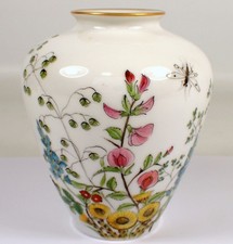 Antique Vtg KPM Krister Germany Hand Painted Insect Bug Flower Porcelain Vase picture