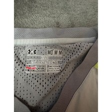 Under Armour HeatGear Fitted Mesh Vent Running Training Shirt Gray Volt Mens M picture