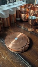 Vintage Copper Saucer Plates Set of 13 Made in Korea Charger Coaster Lot Barware picture
