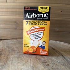 Airborne 1000mg Vitamin C - 96 Chewable Tablets with Zinc - Exp 10/27 picture
