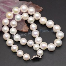 Huge 12-14mm Genuine Natural White South Sea Round Pearl Necklace 18-28 inch picture