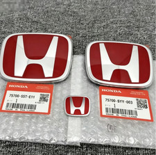 3PC For HONDA CIVIC 2016-2021 Front Rear Badge Steering Red Emblem NEW ⭐ picture