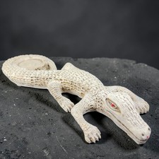 1980s Vintage Resin Crocodile Alligator Reptile Ashtray Figurine Centerpiece VTG picture