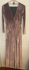 WORN ONCE, PRE-OWNED EXCELLENT: Mauve, Long-Sleeved, Velour Wrap Dress picture