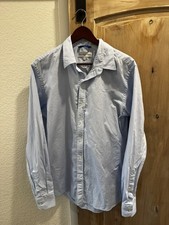 Teddy Stratford Button Down Shirt Mens 4 Large Blue Long Sleeve 100% Cotton picture