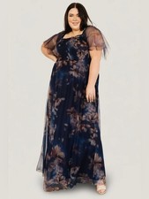 Baltic Born Dress Womens 2XL Cassandra Dark Floral Navy Tulle Maxi New picture