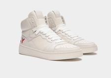 BALLY- Men's  Leather Sneakers Rygel Mid Red/White Calf Plain  Size US 12.5- NEW picture